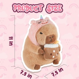 CHDBLOCK Unicorn Capybara Plush, Cute Capybara Plush Pillow Kawaii Flower Stuffed Aniamls Capybara Plushies Toys Gifts for Kids 11 inch