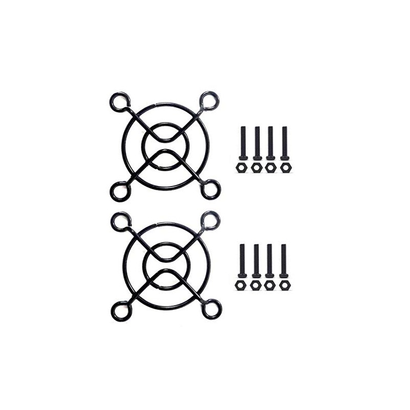 Easycargo 40mm Fan Grill/Guard with Screws + Nuts (Black 2-Pack)