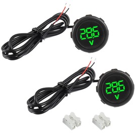 EPLZON 2pcs Digital Voltmeter DC 4-100V 2 Wires 3-Digit LED Display Waterproof Digital Display Voltmeter for Car/Motorcycle/SUV/ATV/Marine (Green)