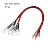 uxcell 5Pcs 10mm Pre Wired LED, White DC3-6V Clear Lens,