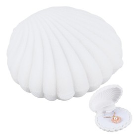 SUNNYCLUE 3Pcs White Shell Shaped Jewelry Box Velvet Shells Earring Storage Case Ocean Sea Beach Seashell Decorative Plate Ring Necklace Holder Showcase Display Organizer for Jewelry Storage Women
