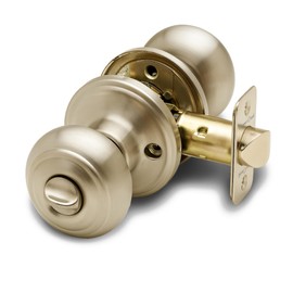 Copper Creek Colonial Privacy Interior Door Knob – ANSI Grade-3 Certified, Modern Heavy Duty Handle, Easy Install and Reversible for Bedroom, Bathroom and Closets – Polished Brass (1 Pack)