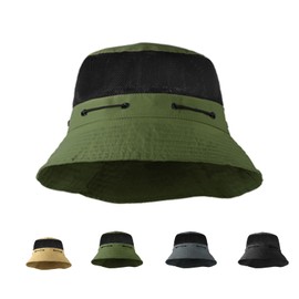 XGOPTS Summer Bucket Hat UPF50+ Sun Protection Cap Outdoor Fisherman Hat Breathable Mesh Beach Cap with Windproof Chin Strap for Women Men Teens Hunting Fishing Hiking Traveling Army Green