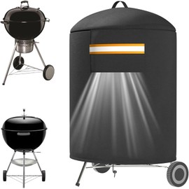 EVRBUL Heavy Duty 420D Grill BBQ Barbecue Protection Cover, Round Smoker Protective Cover with Portable Handle & Air Vent Compatible with Weber 22 Inch Charcoal Kettle Grill