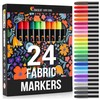 Zenacolor 24 Fabric Markers Pens Set - Non Toxic Fabric