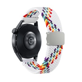 SQHYWJ Watch Straps Quick Release Elastic Braided Watch Bands 20mm 22mm, with Magnetic Buckle for Smartwatches and Wristwatches Men Women (white rainbow 20mm)