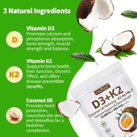 Gwynne Vitamina 000ui 200mcg 120cápsulas Aceite Coco Vírgenapoyo Óseo Inmunológico Cardíaco