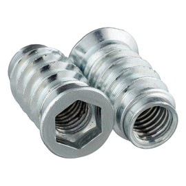 Composite sleeve with hexagon socket and wide collar made of galvanised steel, screw-in nut, screw-in sleeve, threaded sleeve, threaded insert, wood insert (pack of 25, M8 x 15 mm)