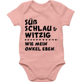 Shirtracer - Baby Bodysuit Boy Girl - Sayings Baby - Cute Smart and Funny - Like My Uncle - Black, 1 baby pink