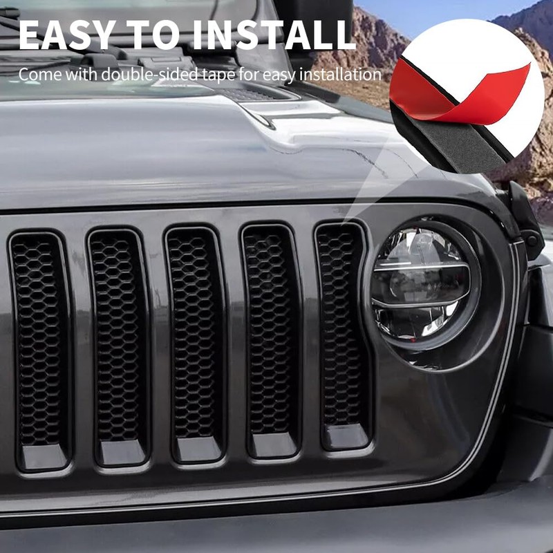 MAXDOM Grille Inserts Headlight Covers Set Fits for Jeep (2018-2023)
