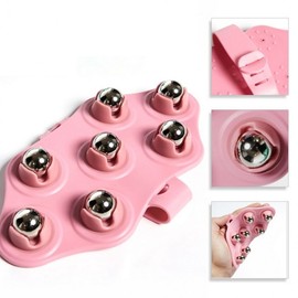 Pink Magnetic Self-Rolling Acupressure Lymph Massage Ball Glove Magnetic 2ea