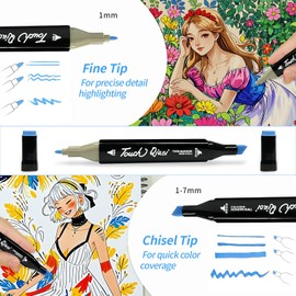 Aijevou 24 Colors Alcohol Markers – Dual Tip Art Markers with Quick-Dry, Fade-Resistant Ink, No Bleed, for Illustration, Students & Adults Coloring