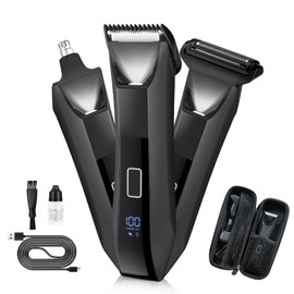 Beatslm Beatslm Body Hair Trimmer for Men, Manscape Groin and Ball Trimmer, Foil Shaver, Nose Hair Trimmer, Waterproof Wet/Dry Groomer, 3 in 1 Men's Grooming Kit, Lightweight with Travel Lock, LED Display