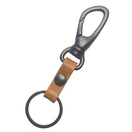 Highstyle Keychain, Tochigi Leather & Antique Black Carabiner, Base Grade Type, Keychain, Darl Black, Camel