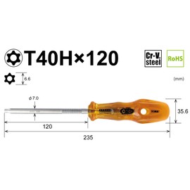Vessel Torx Power Grip Torx Screwdriver Anti-Fiddling Torx T40H x 120 5400TX