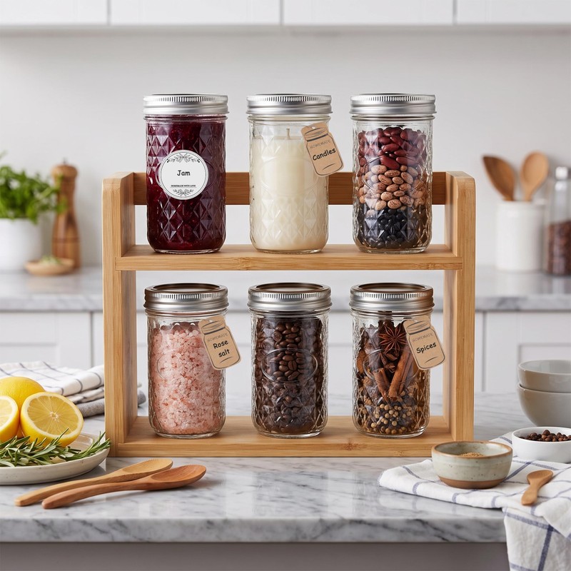 12oz Mason Jars, 6 Pack Regular Mouth Glass Jars With