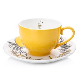 The English Ladies Co Winnie The Pooh Teacup and Saucer, Fine Bone China, 15 × 15 × 7.2 cm, Yellow