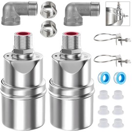 Auto Water Level Control Float Valve 1/2" 3/4" - 304 Stainless Steel, No Pump Needed for Water Tanks, Fish Ponds, Livestock Troughs, Hydroponics, Pool(2 Pack Long)