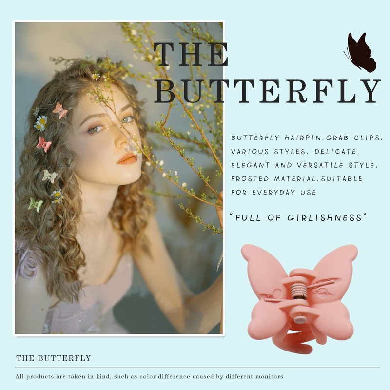 Kavya Butterfly Hair Clip Small Pack of 12 Women's Matte