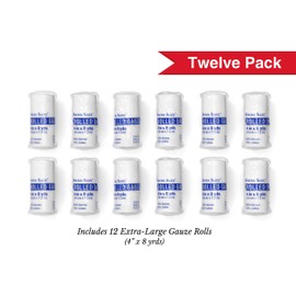 Swiss Safe Long Elastic Stretch Gauze Rolls, 4 Inch x 8 Yards, (12 Pack)