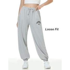 EXARUS Girls' Sweatpants 3 Pack Sweat Pants Kids with Pockets Drawstring Baggy High Waisted Preppy Cute Joggers Youth 12Y