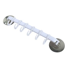 Adhesive Towel Bar, 14 Inches Towel Holder for Bathroom, Hand Towel Hanger Drill Free Removable Wall Mount Towel Rack with 6 Sliding Hooks