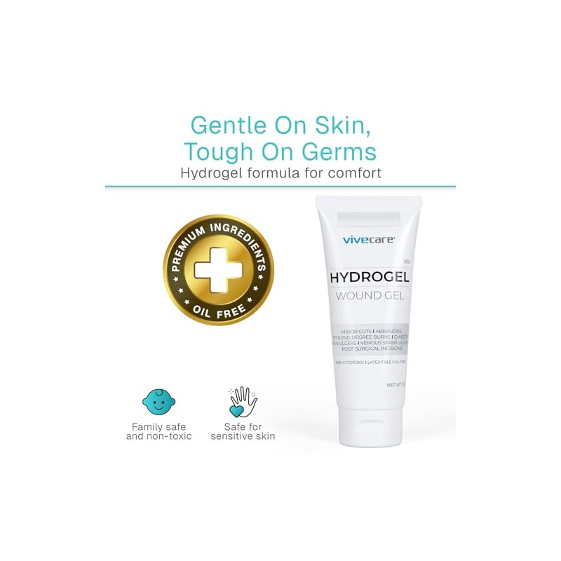 ViveCare Hydrogel Wound Dressing - Soothing Healing Gel for Wounds