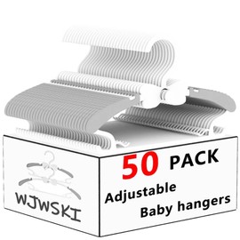 Kids Hangers for Closet - 50 Pack Baby Clothes Hangers,Adjustable Baby & Kids Hangers for Nursery,Cascading Plastic Childrens Hangers & Infant Hangers for Closet- Space Saving