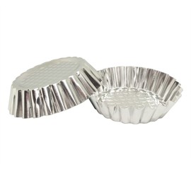 MYStar Juego de 30 moldes de aluminio antiadherentes de 3-3/4 pulgadas con diseño estriado redondo, mini lata para tartas, molde para tartas, molde para tartas