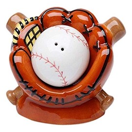 StealStreet SS-CG-10469 3.63" Baseball and Glove with Bats Salt and Pepper Shaker, Brown, 3 1/2" X 2 1/4" X 2 3/4"h