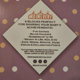 mainevent Baby Monthly Milestone Blocks - 6 Safe For Baby, The Most Complete Set Infant
