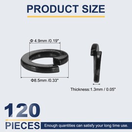 sourcing map 10# Spring Lock Washer, 304 Stainless Steel Split Lock Washers for Screws Bolts Cars Construction Machinery Black Pack of 120