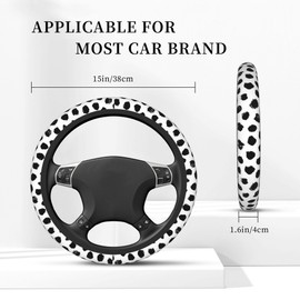 Abstract Black Spots Steering Wheel Cover, Elastic Non-Slip Steering Wheel Protector,Auto Interior Decor for Women Girls,Universal 15" Fit for Sedans,Trucks
