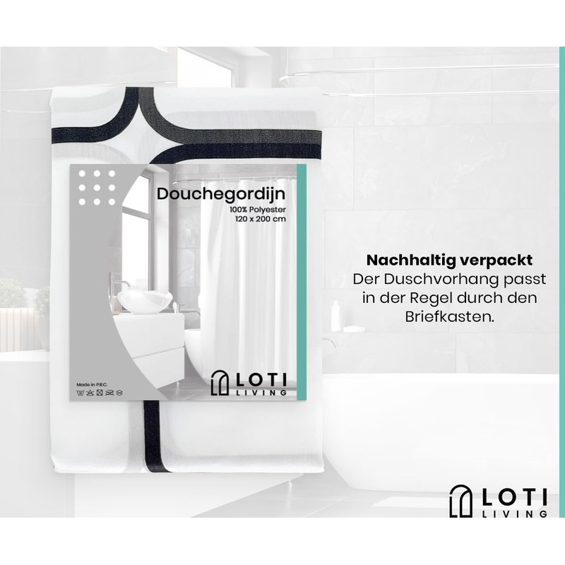 Loti Living Anti-Mould Shower Curtain - 120 x 200 cm