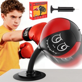 Suction Cup Desktop Punching Bag - High-Rebound Spring Boxing Ball for Stress Relief, Fun Office & Home Desk Toy, Secure Gift for Friends, Kids, Coworkers (Red)
