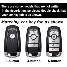 ontto 4-Button Key Protector with Keychain Fit for Ford Explorer Fusion Escape Edge Expedition 2018-up Car Accessories,Carbon Texture Car Key Skin with Fluorescent Strips,Black