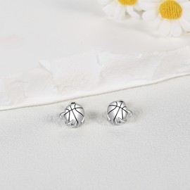 VENACOLY Basketball Earrings 925 Sterling Silver Basketball Stud Earrings Sport Earrings Cool Basketball Jewelry for Women Men