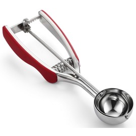 Spring Chef - Red Medium Cookie Scoop for Baking, Multifunctional #40 Melon Baller Scoop with Trigger Release, Ice Cream, Stainless Steel 1.7 Tbsp Scooper for Food, Ice Cream, Cookie Dough Scoop