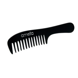 Amelia Beauty Cellulose Acetate 8in Handle Comb, Handmade, Smooth Edges, Eco-Friendly Plant Based Material, Course Tooth - Black Color
