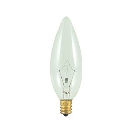 Bulbrite 480025 B25CTC 25-Watt Incandescent Torpedo B10 Chandelier Bulb, Candelabra Base, Clear, 2-Pack (Pack of 48)