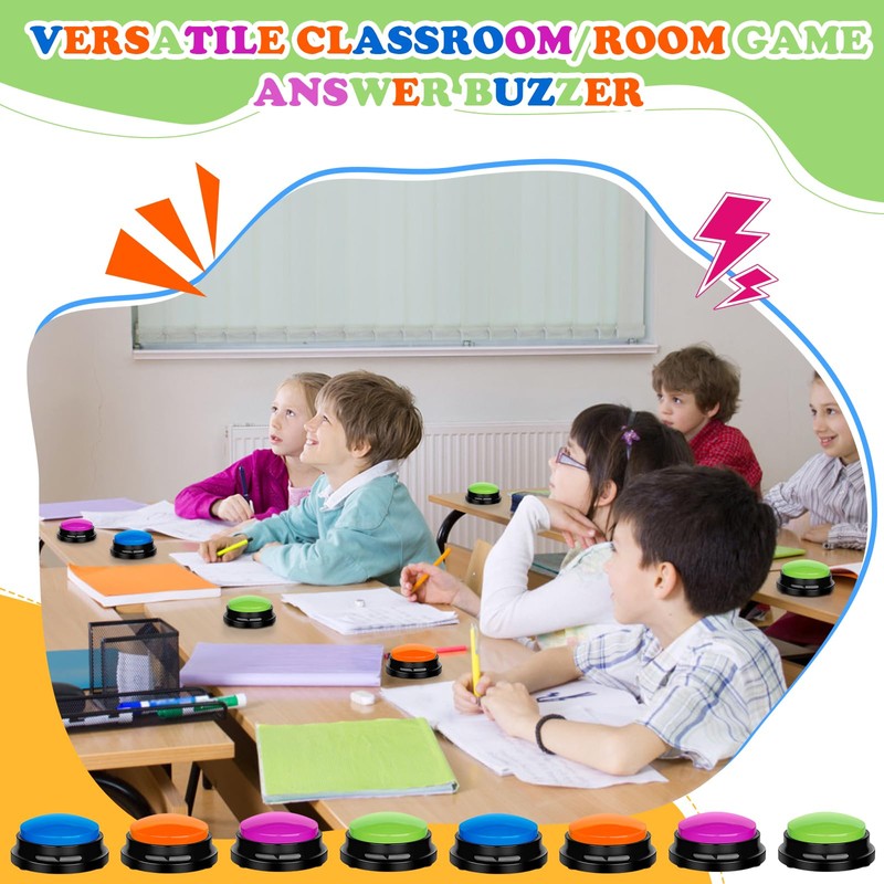 8 Pcs Game Buzzers for Trivia Games Show Answer Recordable