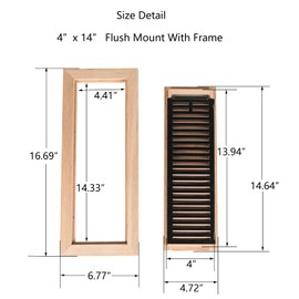 Hardwood White Oak Floor Register, Flush Mount with Frame, 4x14 Inch with Damper, Unfinished