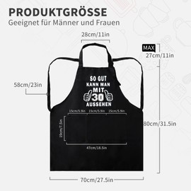 GADITIEK Birthday Gift for Men Women, Cooking Apron Men with 3 Front Pockets, Funny Birthday Gifts, Adjustable BBQ Apron for Men, Waterproof Kitchen Apron Gift, 30th birthday