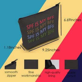 MNIGIU Dermatologist Cosmetic Bag Dermatology Student Graduation Gift SPF Is My BFF Makeup Zipper Pouch for Skin Doctor Dermatology Nurse (SPF Black Bag)