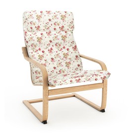 Vepping Lude Pattened Armchair Cover Replacement with Quilted Lining, Fits IKEA Poäng Armchair, 100% Cotton, Cushion not Included (Blooming Haven-Cream, Chair Type 1)