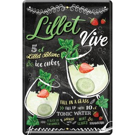 WOGEKA ART Retro Tin Sign - Lillet Vive - Cocktail Recipe as Gift Idea for Birthday Christmas Decoration for House Bar Pub Pub 20 x 30 cm Vintage Design Metal 99