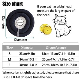 OHCOZZY Cat Cone with Adjustable Neck, Soft Cat Recovery Collar for Anti Lick, After Surgery Pet Protective Collar (L, Black)
