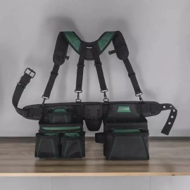 Masterforce 18-Pocket Pro Carpenter's Tool Belt Suspenders Padded DIY Projects