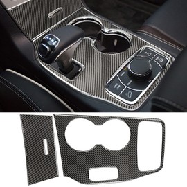 YOCTM for Jeep Grand Cherokee 2014 2015 Interior Accessories Black Real Carbon Fiber Center Console Cup Holder Cover Trim