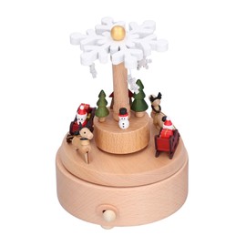 Wooden Music Box Snowflake Decor Wood Grain Texture Beautiful Sound Christmas Music Box